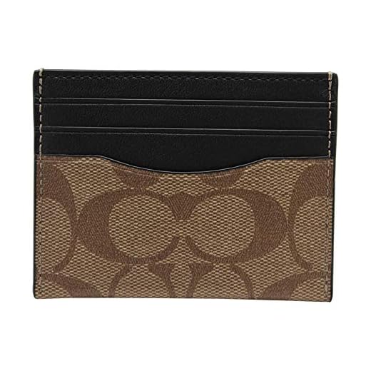 Coach Men ID Card Case Signature QB/Tan