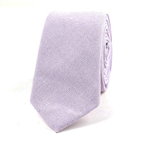 Image of Elfeves Men's Skinny Solid Color Tie Causal Cotton Linen Narrow Slim cut Necktie