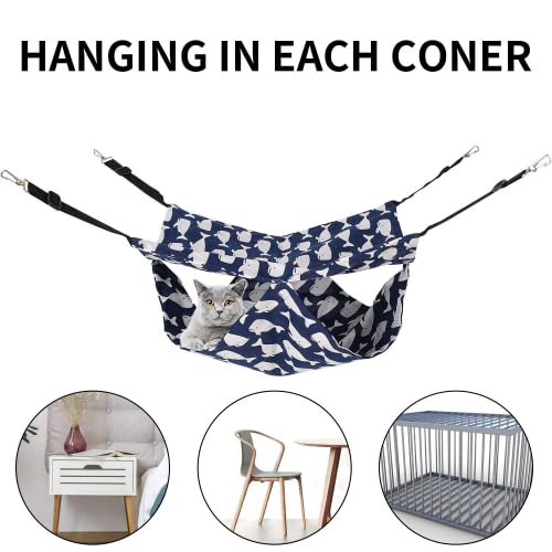 Mengbei Tribe Hanging Cat Hammock,Ferret Hammock,Comfortable And Durable Two-Layer Pet Hammock,Lanyard Length Adjustable,Suitable For A Variety Of Small Pets To Play(Blue,M/13.8 * 13.8 In) #TOP3