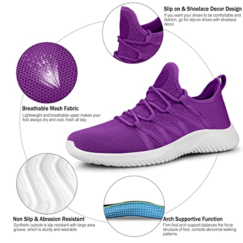 Image of Feethit Womens Slip On Running Shoes Breathable Walking Shoes Lightweight Gym Workout Shoes Non Slip Fashion Sneakers