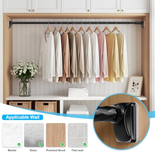 Image of Black Closet Rods For Hanging Clothes,41-87 In heavy duty tension rod
