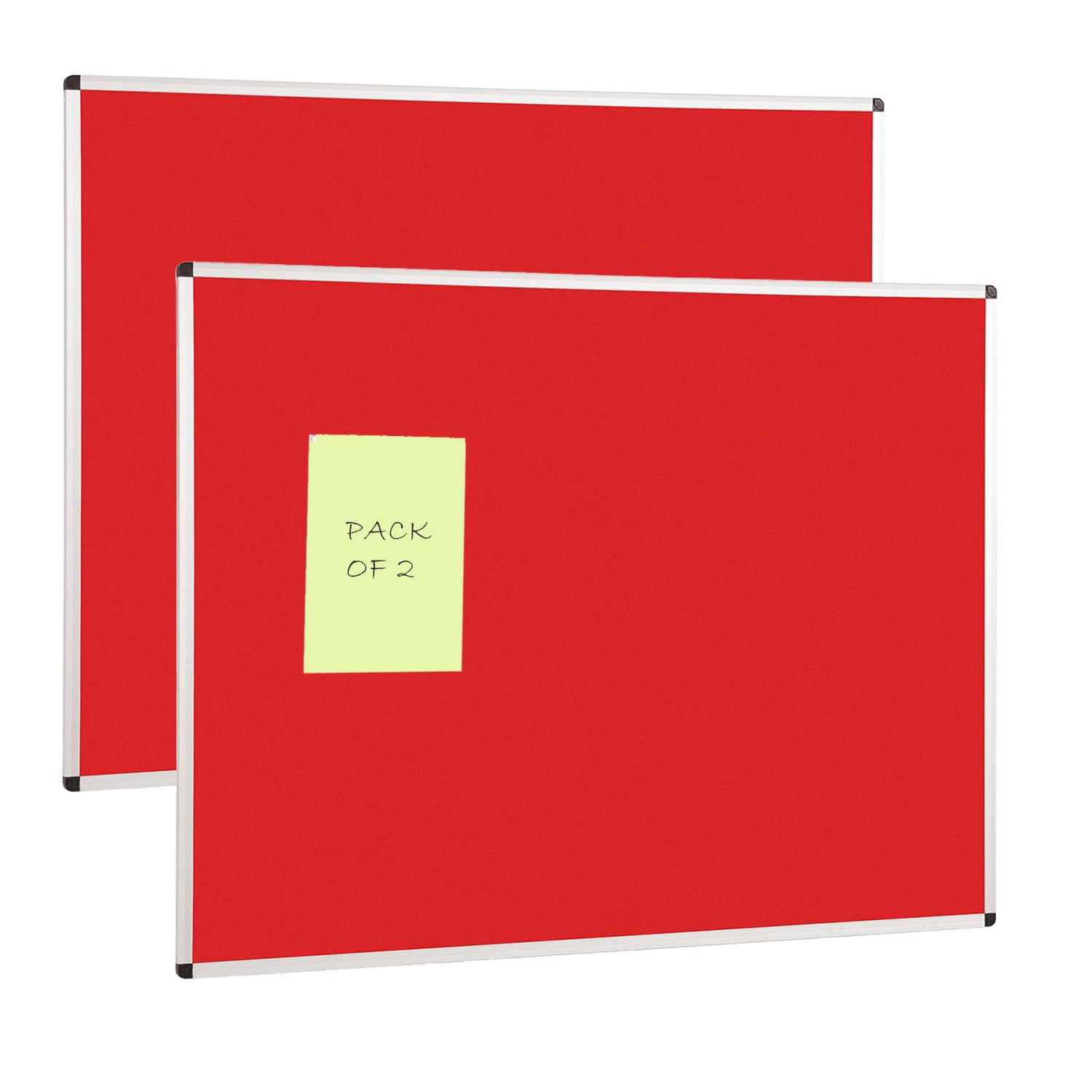 Smart Aluminium Framed Notice Board | Red Felt Pinboard Surface | 120 x 90 cm | Value Pack of 2 - Ideal for Office, School, Library