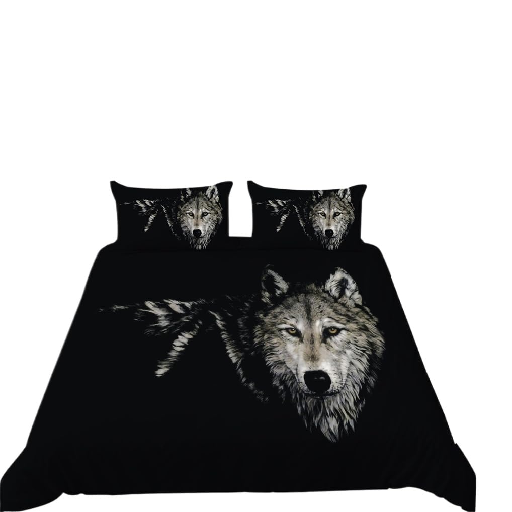 Housse de couette loup imprimé animal pour transformer la chambre des garçons et adolescents