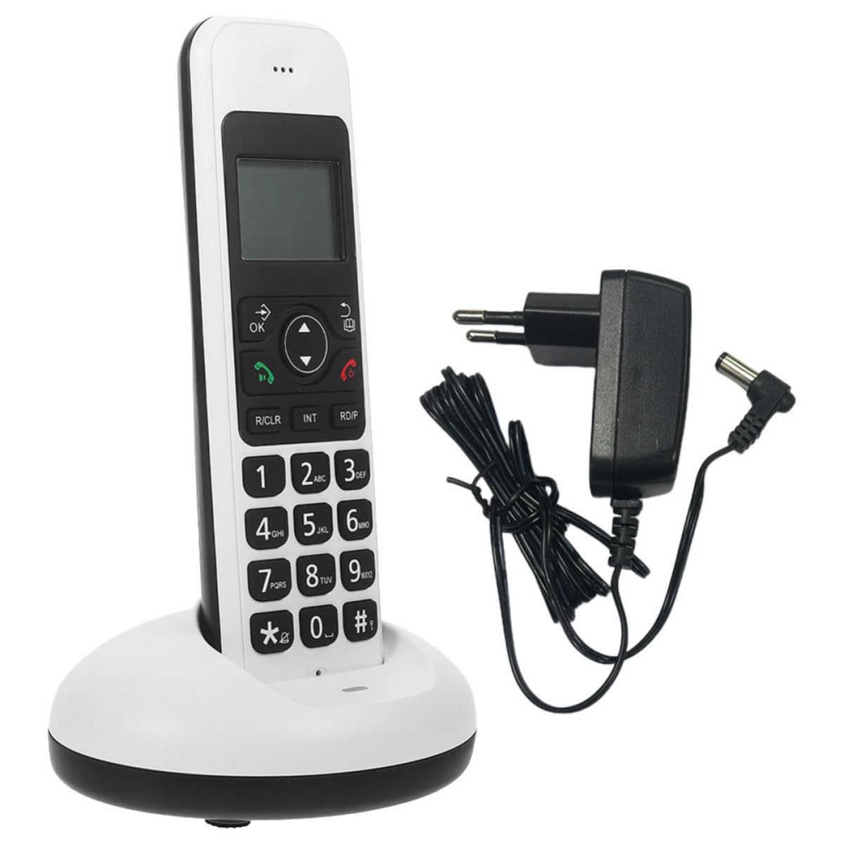 MAGICLULU Telefono Cordless Digitale a Tasti Grandi, Telefono di Casa Cordless Espandibile, Display LCD, Bianco, per Casa e Ufficio, per Anziani e Persone Vista Debole