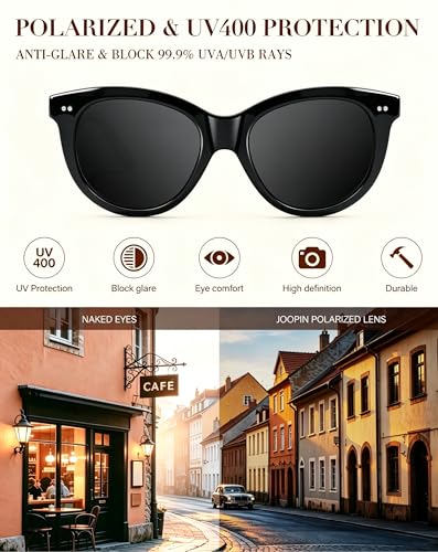 Image of Joopin Oversized Cat Eye Sunglasses Polarized UV Protection Retro Round Sun Glasses Shades for Women Driving Beach Vacation