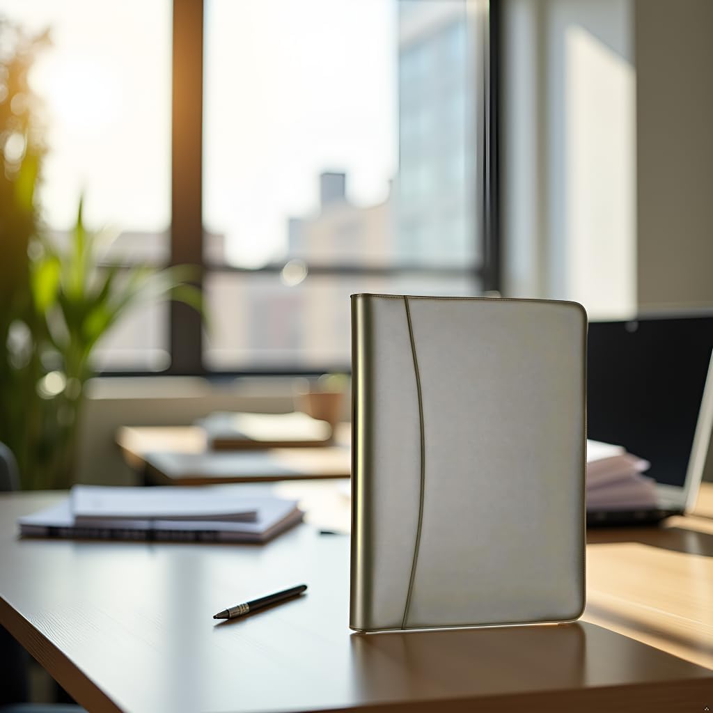 Professional Leather Padfolio with Zipper - Portfolio Organizer with Solar Calculator & Notepad, Multiple Pockets for Tablet, Letter Size Notepad Holder, Bronze - Image 2