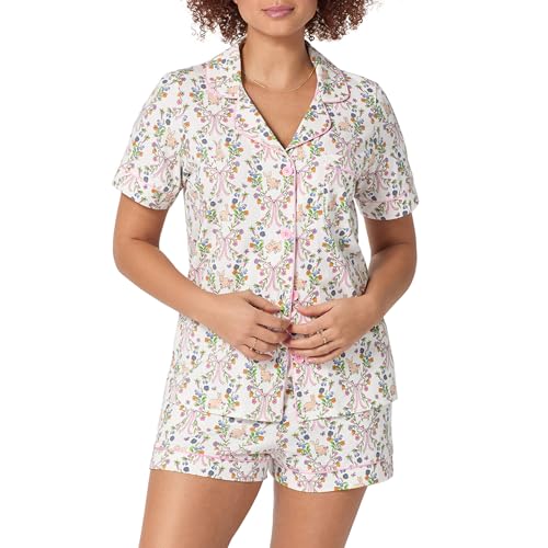 Image of Bed Head PJs Womens Matching Pajamas - Soft Organic Short Sleeve Button Down PJ Shirt & Shorts Set - Sleepwear & Loungewear