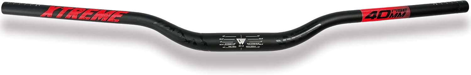 WFS Xtreme 31.8 x 800mm Handlebar 40mm Rise, Black x Red