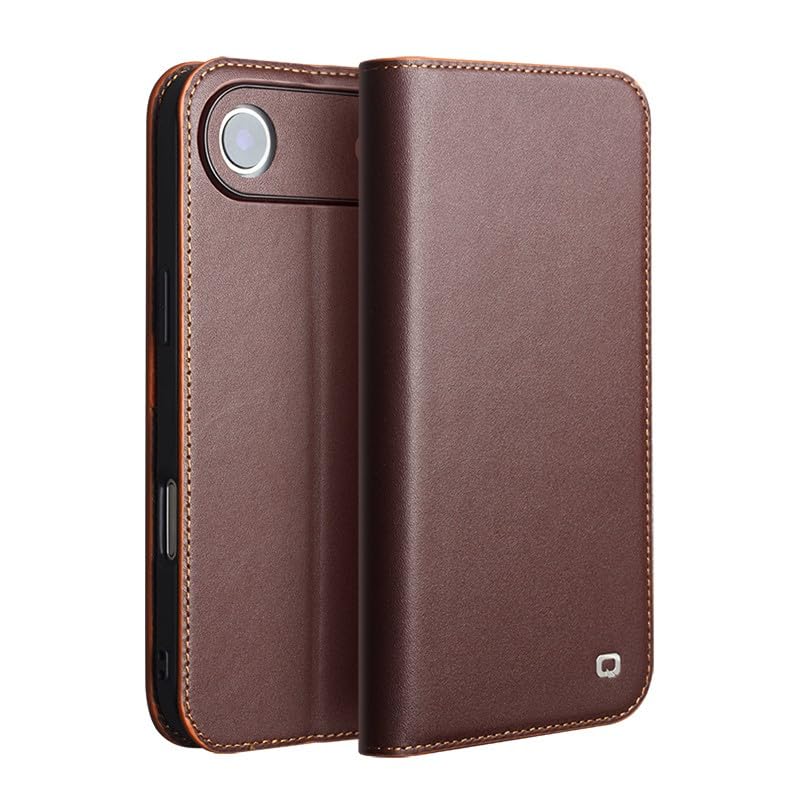 Housse iPhone 17 Pro cuir véritable marron protection clapet aimanté - 5