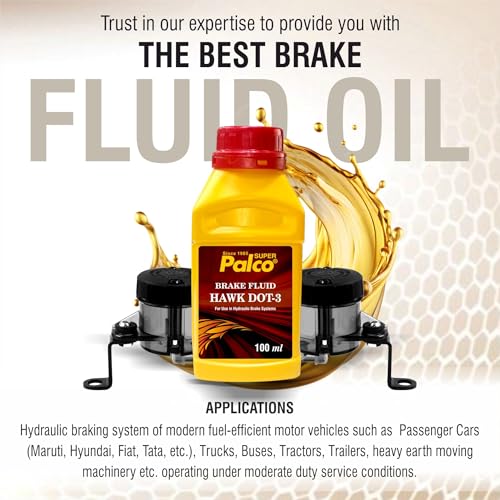 Image of PALCO Brake Fluid DOT 3 100 ml (Pack of 5) for Car and Bike, Hydraulic Brake Oil for Disc and Drum Brake with ABS System and Hydraulic Clutch System