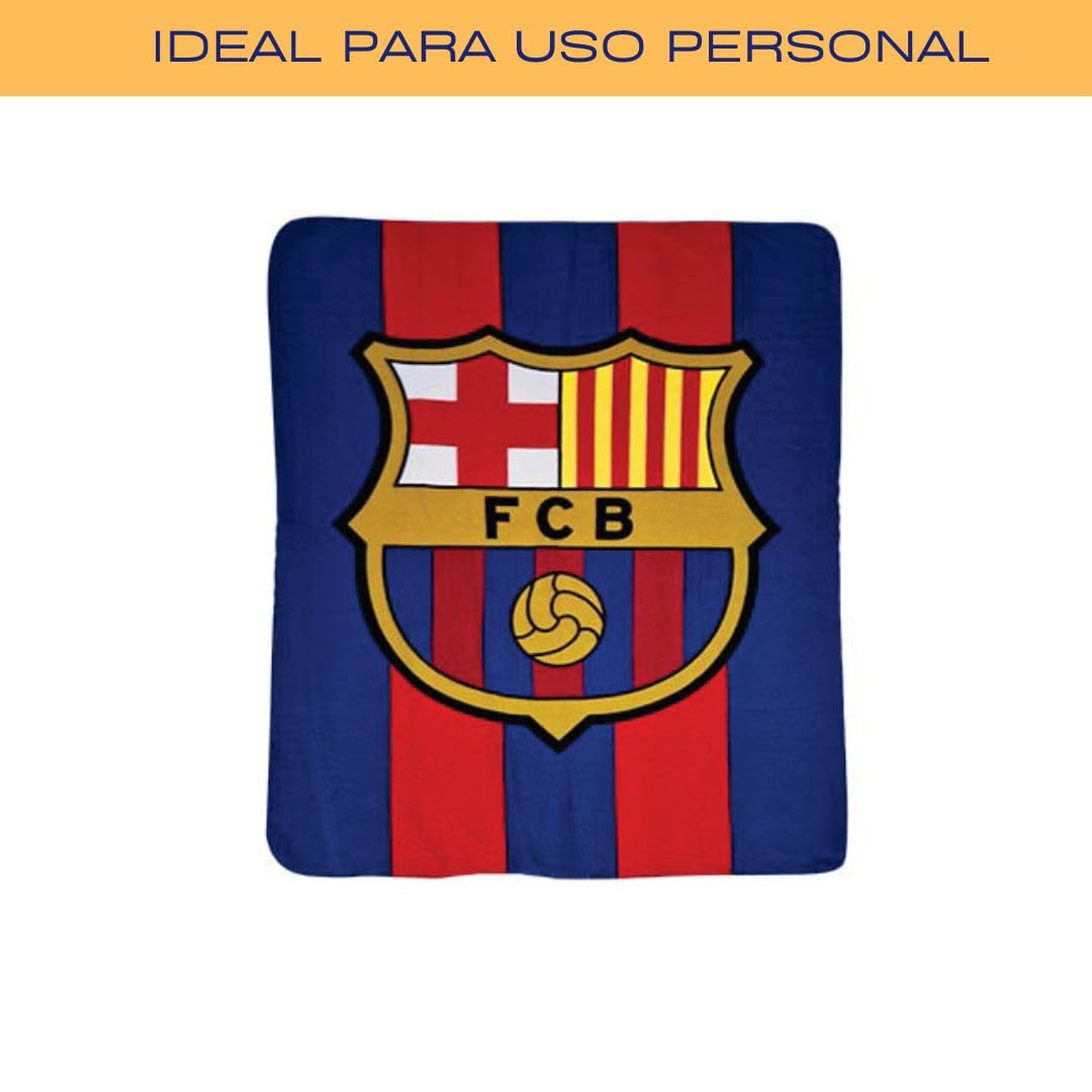 Manta Polar Blaugrana” con el Escudo del Fútbol Club Barcelona – 120 x 150 cm | Tejido Suave y Cálido en Poliéster | Manta para Fans del Barça | Ideal para Sofá, Cama o Viaje