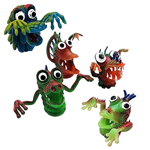 Yikko Finger Puppet Set 5 Pieces for Kids Soft Monster Toy Healthy Educational Animal Hand Puppets Tiny Flexible Hand Toys ECO-Friendly PVC Finger Puppets Children Playtime Gifts for Toddlers