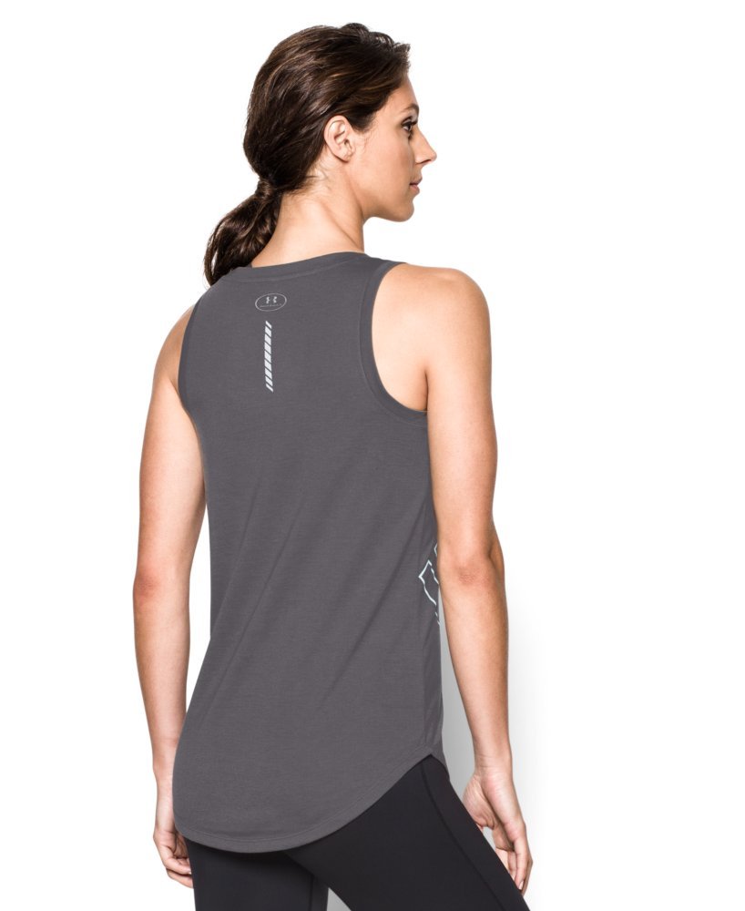 Under Armour Women's UA Oversized Run Graphic Tank (Large, GRAPHITE)