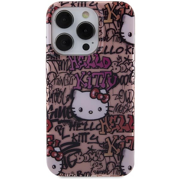 CG MOBILE Custodia Hello Kitty HKHCP15LHDGPHT per iPhone 15 Pro 6.1 custodia rigida bianca IML Kitty On Bricks Graffiti