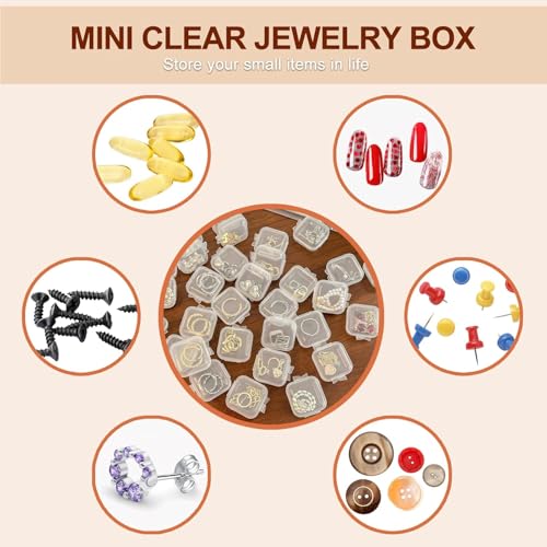 Image of 60PCS Mini Clear Plastic Jewelry Box, Earring Storage Box