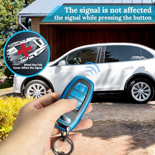 Image of Key Fob Cover for Audi, Braided Loop Keychain Accessory, Blue