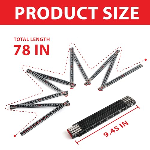 Image of UNIFAMILY Fuel Tank Measuring Stick 10 Fold to 78 inch, Wooden Oil Tank Measuring Stick, Oil Tank Gauge Measuring Stick, Folding Measuring Stick Ruler for Oil Tank (1PCS Wooden Measuring Stick)