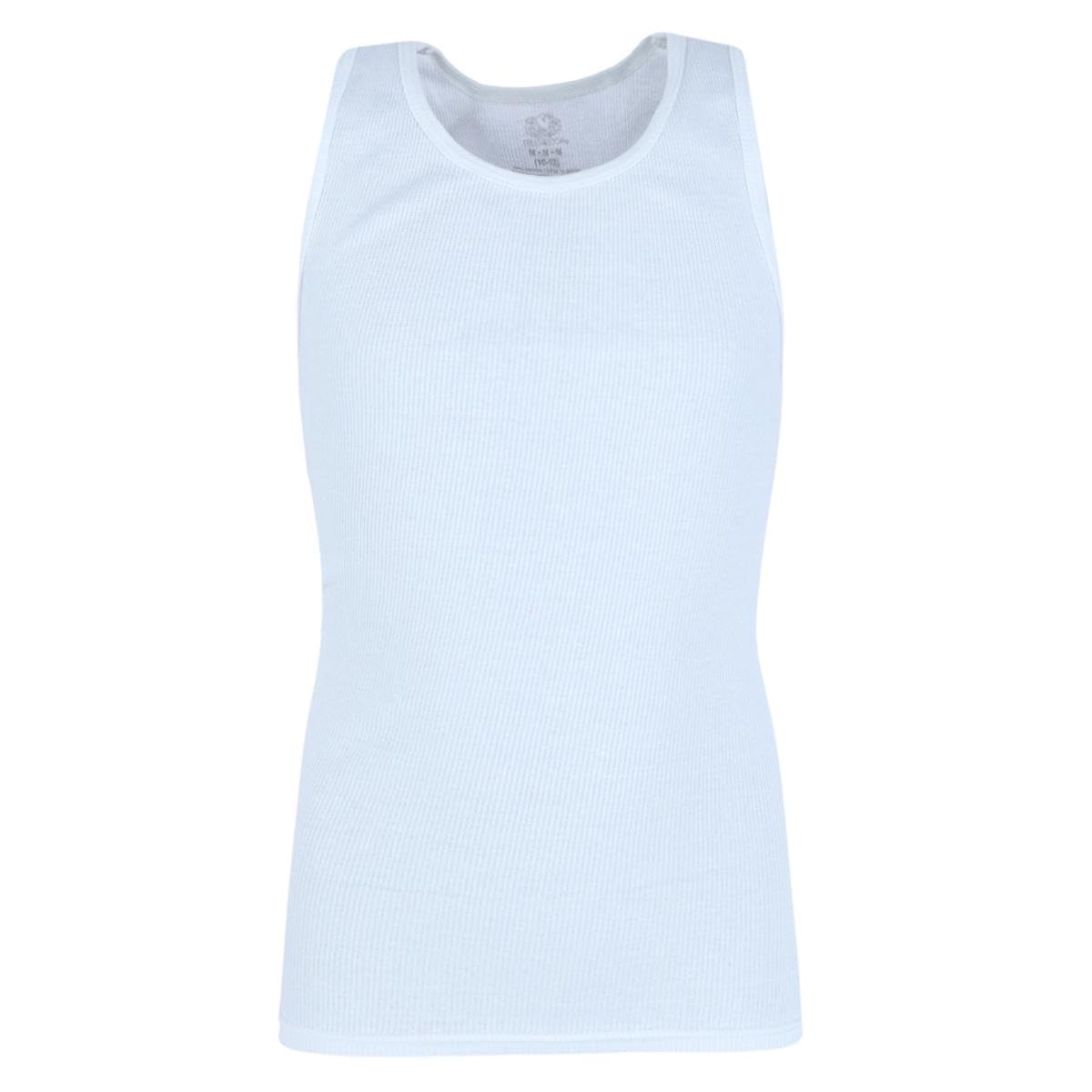 Fruit of the Loom Boys White Tank Top A-Shirts 5 Pack, XL, White