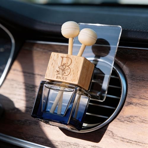 Image of BSOUL Into The Night Car Air Vent Clip Perfume 8ml Pack Of 2 | Premium Wooden Car Diffuser with Essential Oils | Wild Berries, Amber & Woody Notes | Long-Lasting Luxury Car Fragrance (Grey)
