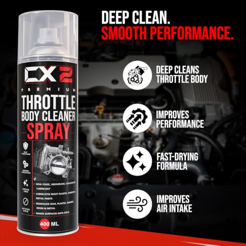 Image of CX2 Throttle Body Cleaner Spray 400ml | Carburetor & Air Intake Cleaner | Removes Carbon, Gum, Varnish & Oil Deposits | Restores Engine Response | Fast Dry Formula for Cars & Bikes