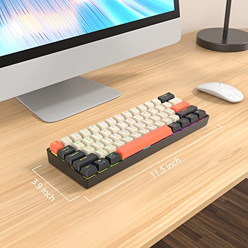 Image of 60% Mechanical Keyboard 61-Key Wired Gaming Keyboard with Red Switch RGB Lighting Effect PBT Keycaps Ultra-Compact Mini Keyboard Suitable for Win /Mac(61 Carbon)
