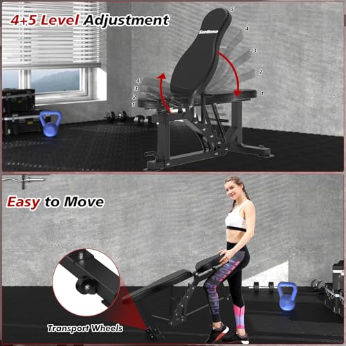 Image of SunHome Smith Machine, 2000LBS Power Cage Squat Rack with Smith Bar, LAT Pull-Down Systems, Cable Crossover Machine for Home Gym