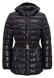 wärmende Daunen Mexx Taillierte Daunen Jacke mit Gürtel Damen Langarm Outdoormode Daunenjacke modisch Windstopperbündchen