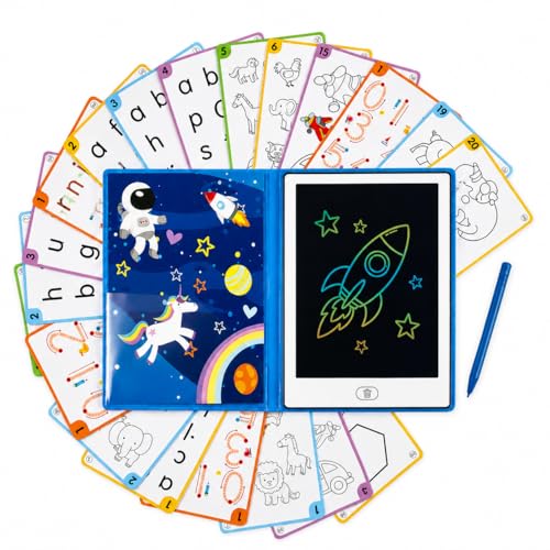 Big Minds - Tablette Dessin Enfant Espace Lcd | Tablette Magique Enfant 20 Pochoirs Réversibles | Ardoise Magique Format Livre | Jouet Enfants 4 Ans Effaçable | Cadeau...