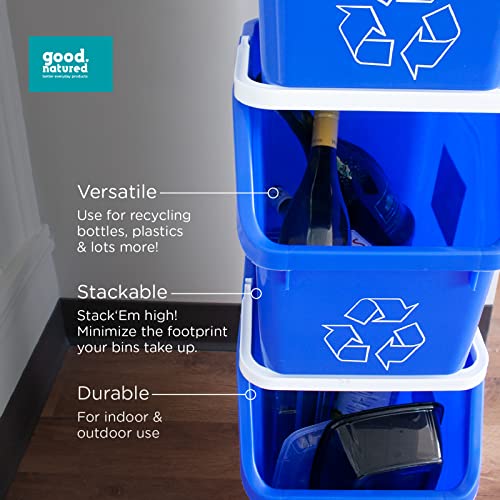 Good Natured Stackable Recycle Bin with Handle, 6 Gallon / 25 Liter