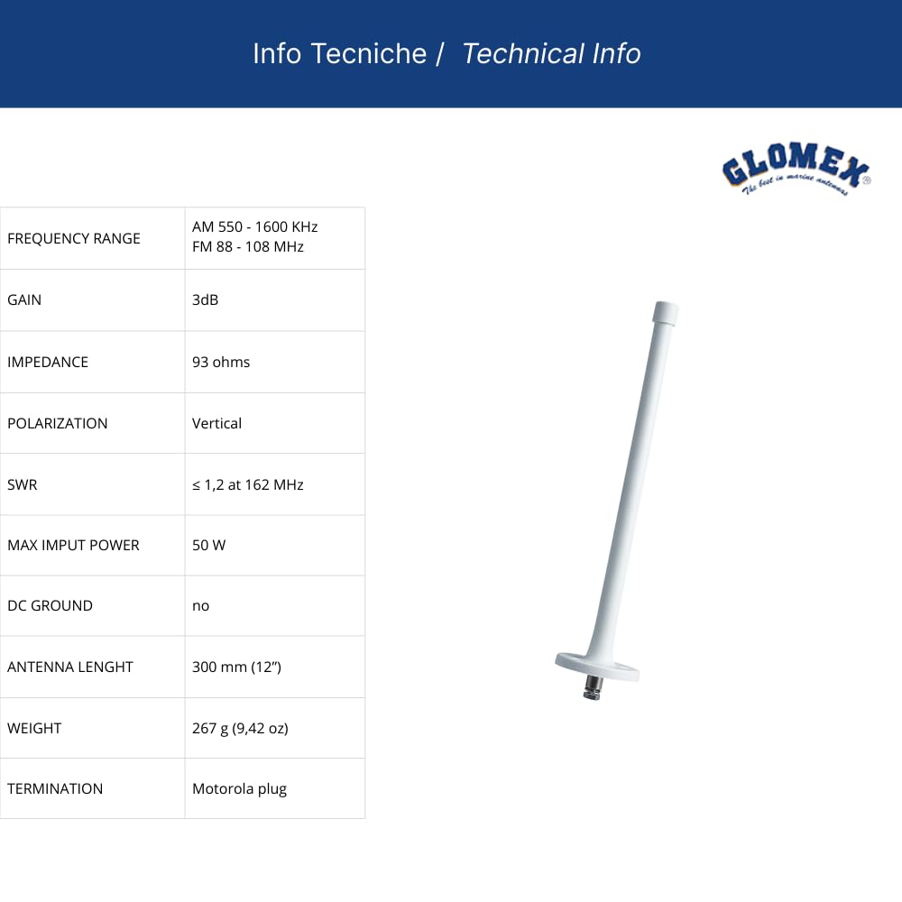 ANTENA AM/FM - 300 MM - GOMA - 3 M - I