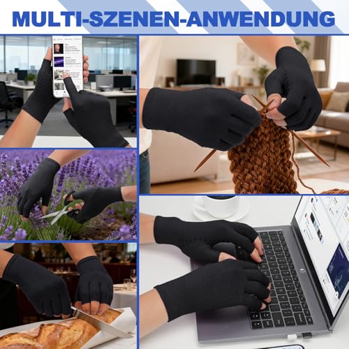 DRNAIETY 2 Paar Arthritis-Kompressionshandschuhe für MäNner und Frauen, Rutschfest, Bequem und Atmungsaktiv, Geeignet Zum Tippen, Stricken und für Den TäGlichen Gebrauch (S)