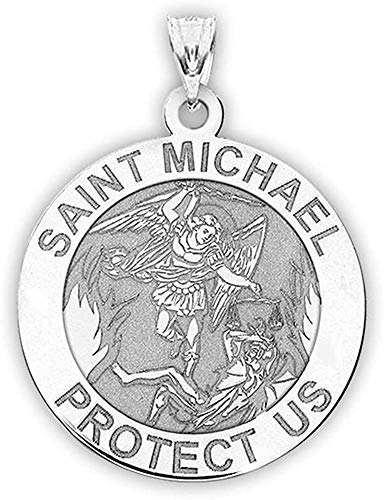 St Michael Pendant - Saint Michael Pendant Religious Medal Necklace - 1 Inch - Size of a Quarter in Sterling Silver - Includes 18 inch Chain. (Medal-Only)