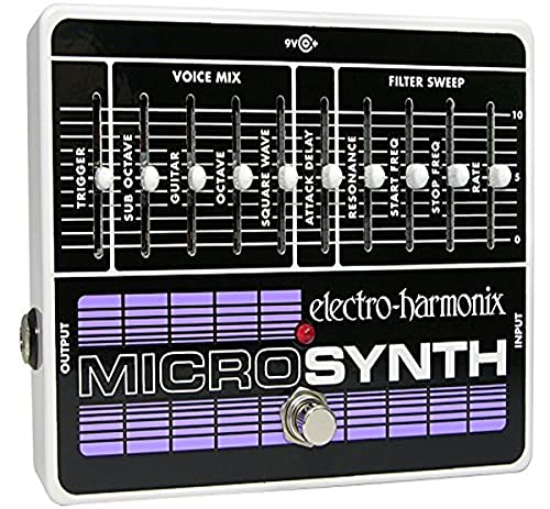 Electro Harmonix Micro Synthesizer Pedal for Electric Guitar, Silver