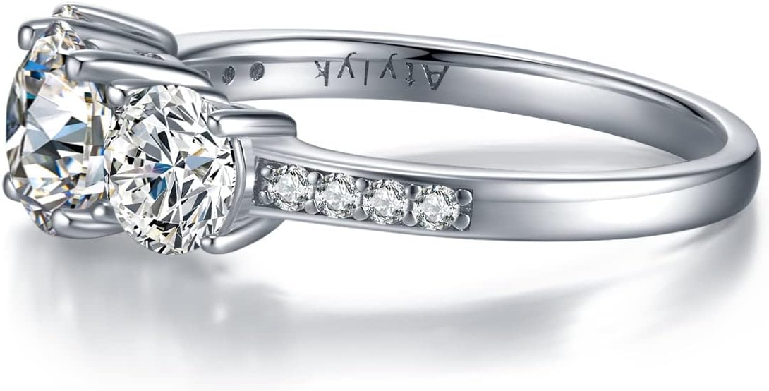Atylyk 2CT Moissanite Engagement Ring Solitaire Sterling Silver Promise Rings for Women Lady