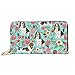 Totenkopf-Leder-Geldbörse für Damen, langer Reißverschluss, Clutch, Reise-Kreditkartenhalter, Geldbörse, Süßer Basset Hound Blumen., Einheitsgröße, Klassisch