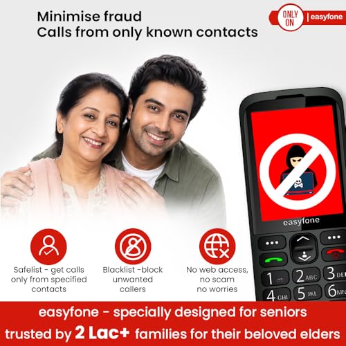 Image of Easyfone Elite 4G Phone for Seniors | 2.8 inch Big Screen | Loud Sound | Big & Talking Buttons | USB-C & Dock Charger | SOS | Photo Speed Dial | FM | Customizable Menu