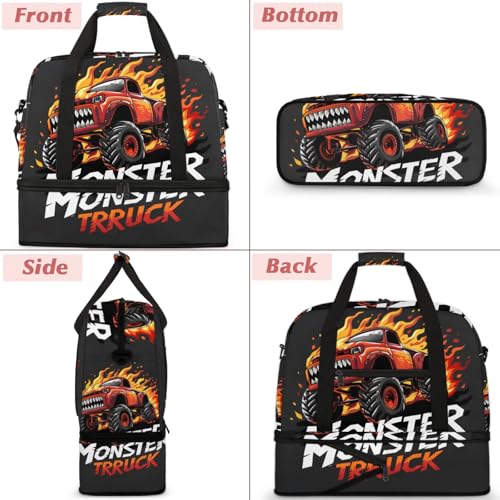 Large Weekender Overnight Bags Colorful Abstract Letters Truck Travel Duffel Bag for Women Men Gym Bag With Shoe Compartment Foldie Travel Tote Bag Carry On Personal Item Bag for Travel Gym Sports3