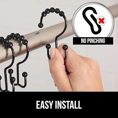 Miniatura 5 de Gorilla Grip - Juego de 12 ganchos para cortina de regadera, para colocar la cortina de baño y el forro, anillos de metal que se deslizan fácilmente