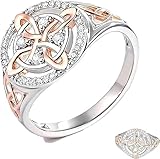 Anillo de nudo de bruja, hecho a mano, anillo de protección de nudo de bruja, diseño de nudo plateado con detalles de oro rosa, protege a tus seres queridos, regalos de joyería vintage para novia, 7