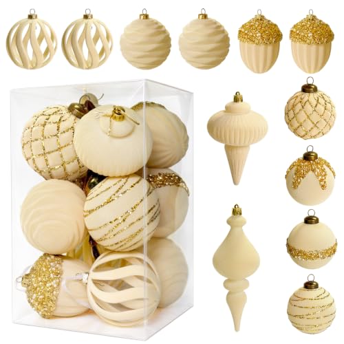 #VerdientProvisionen<br>12 Stück Samt Weihnachtskugeln Kunststoff 8 cm Weihnachtsbaumschmuck