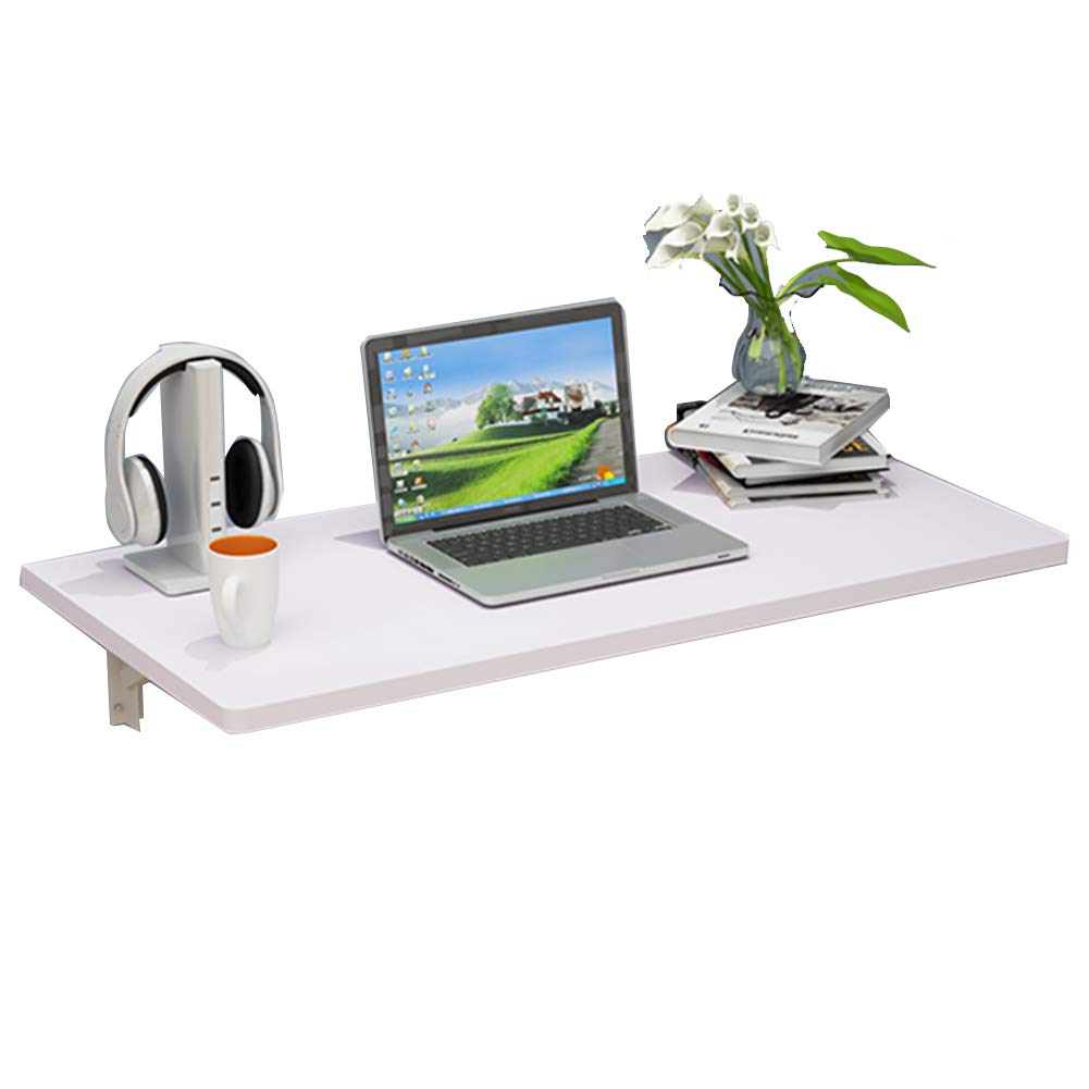 Table murale rabattable blanche pour télétravail et repas en studio