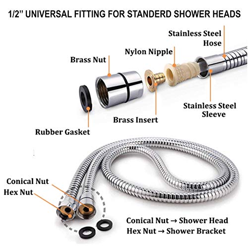 Image of JACKWILLS Shark ABS Health Faucet with SS-304 Grade 1 Meter Flexible Metal Hose Pipe and Wall Hook Chrome Finish
