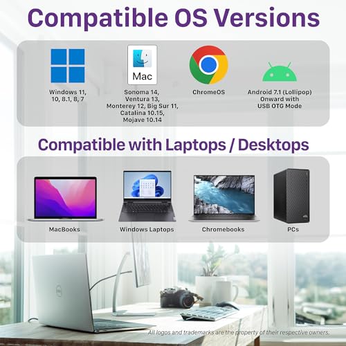 Image of Fosmon 2-in-1 USB C & USB 3.0 to Dual HDMI Display Adapter, 1x 4K@30Hz & 1x 1080p, Multi-Monitor Display (3 Separate Screens) Extender Splitter for macOS, MacBook, Windows, Chromebook