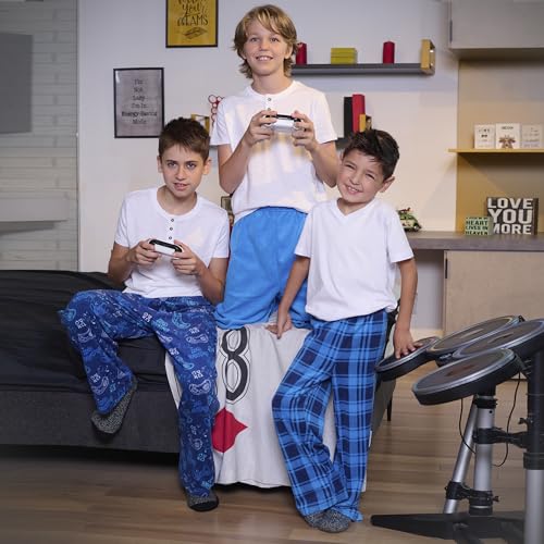 Mad Dog Concepts Boys Pajama Pants - Soft Micro Fleece PJ Bottoms for Kids Printed Plaid Design Boy's Sleepwear Size 6–20 3PK