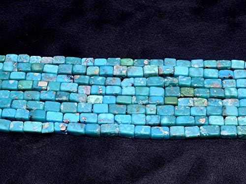Miniatura 4 de Cuentas cuboides de piedra turquesa natural de 0.236 in a 0.276 in | Hilo de 8 pulgadas | Cubo de piedras preciosas semipreciosas azul Arizona para