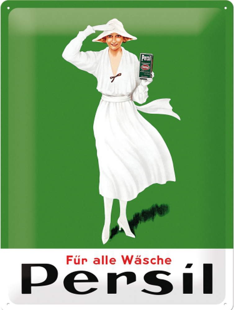 Nostalgic-Art Retro Tin Sign – Persil – Lady in White – Gift idea for fans of nostalgia, Metal Plaque, Vintage design for decoration, 30 x 40 cm