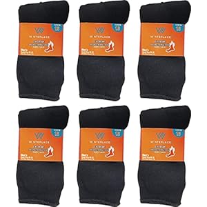 6 Pairs Mens Thermal Socks, Brushed Interior Warm Winter Thick Heavy Duty Cushioned Crew Sock, Bulk Pack