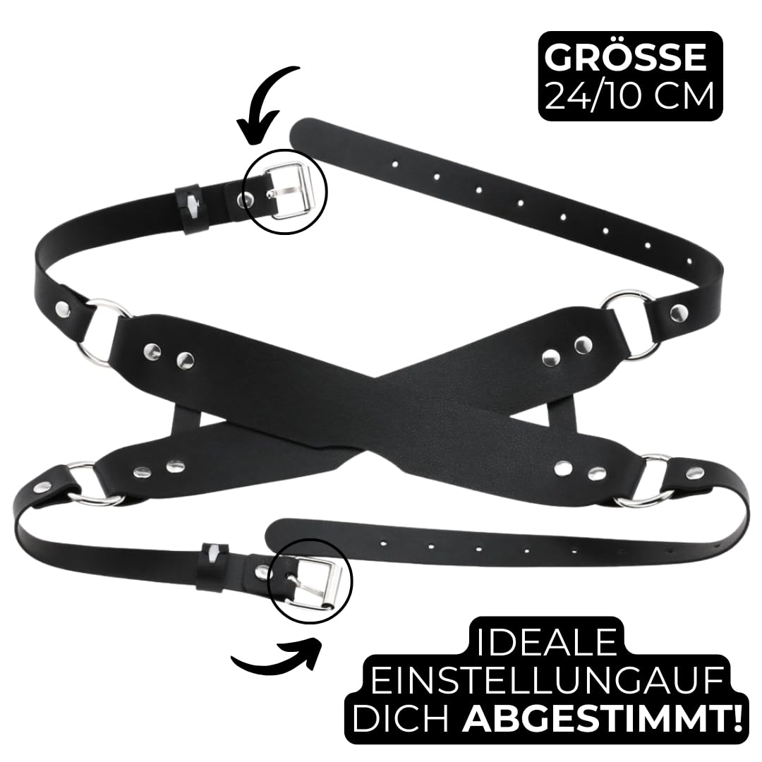Future of your pleasure Sensual Bendaggio occhi SM nero in PU con design a croce e cinghia regolabile – maschera per gli occhi bondage per coppie e principianti BDSM FOPS B60