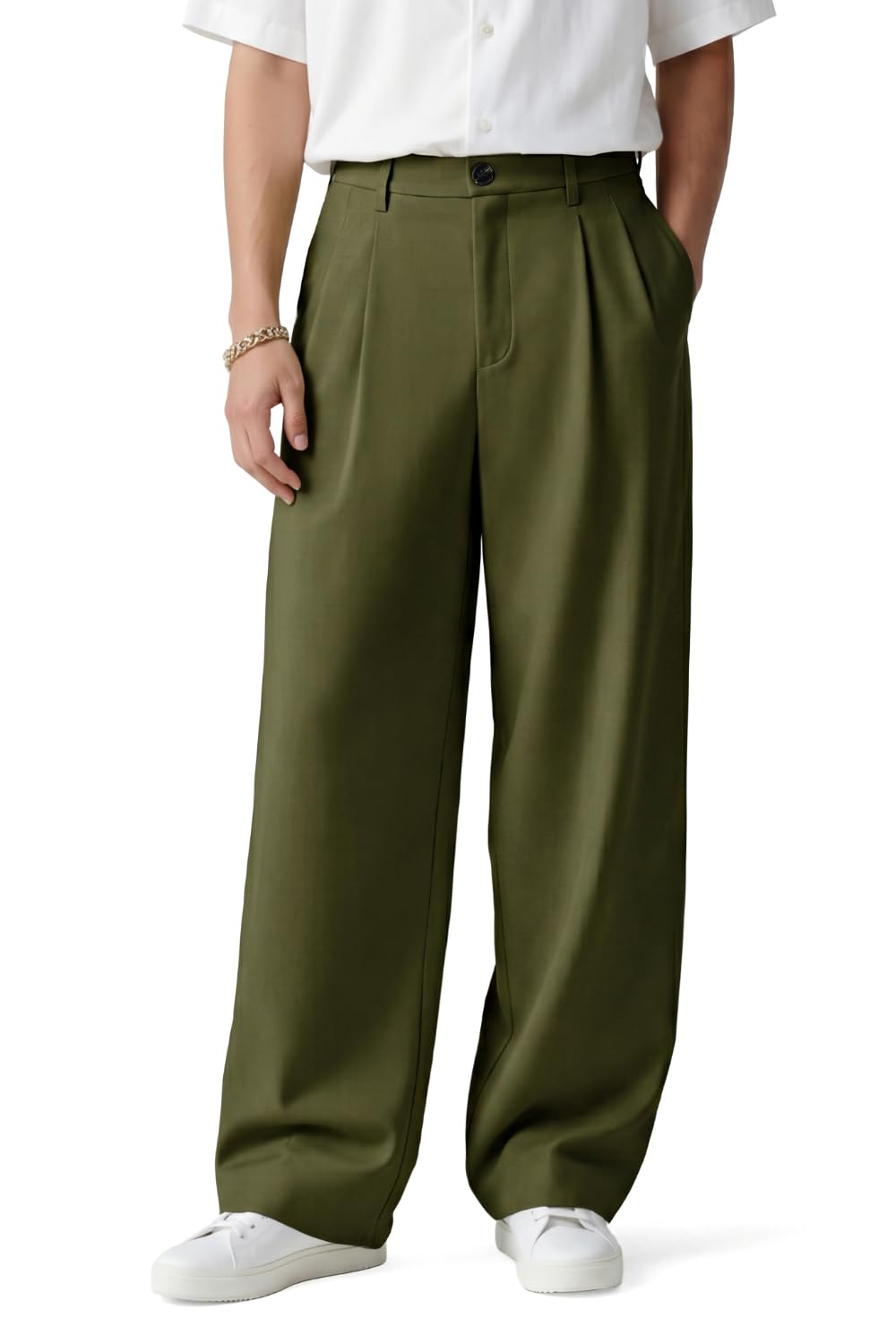 Heyfanee Mens Casual Pants Loose Fit Slacks for Men with Belt Loops