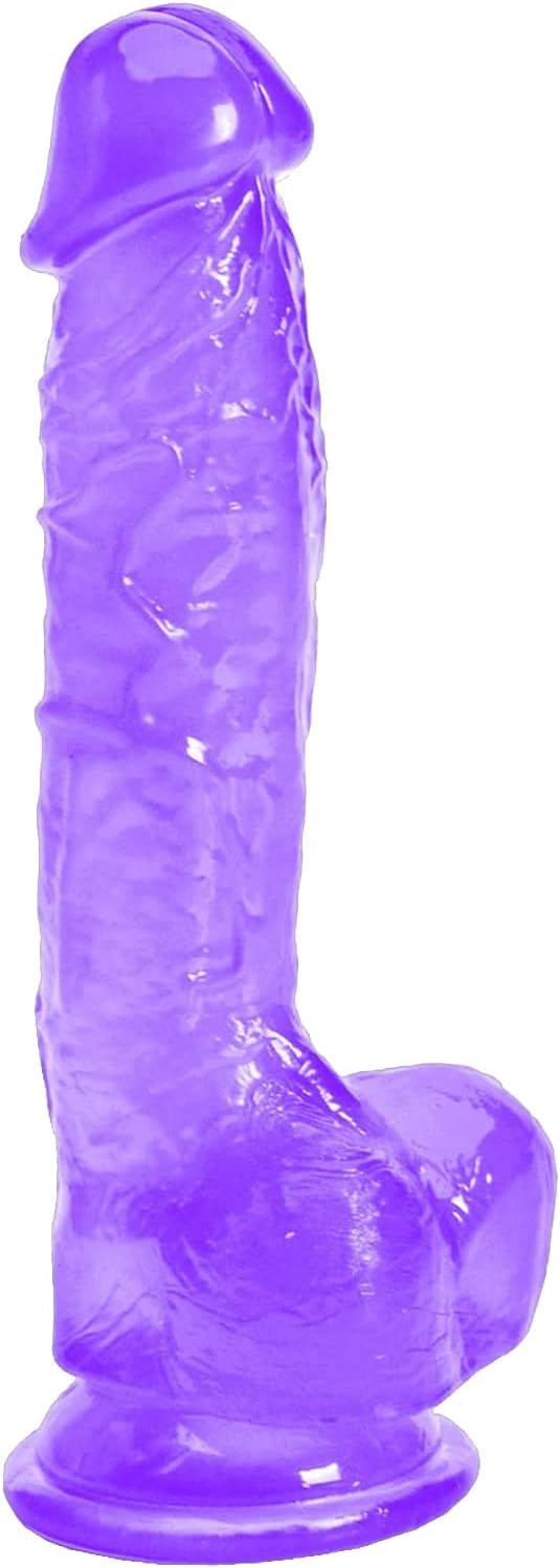 Realistic Classic Dildo Striking Flexible Silicone Toys,Smooth Ultra-soft Stick Bendable with Super Suction Cup (Purple) - Purple